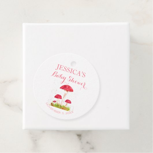 Toadstool Mushroom Wasserfarbe Niedlich Babydusche Geschenkanhänger (Beispiel)