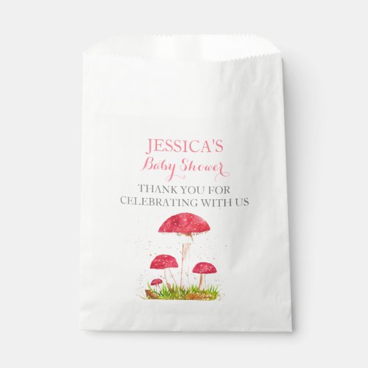 Toadstool Mushroom Wasserfarbe Niedlich Babydusche Geschenktütchen (Vorderseite)