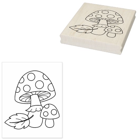 Toadstool Pilzkolorierseite Gummistempel (Stempel)