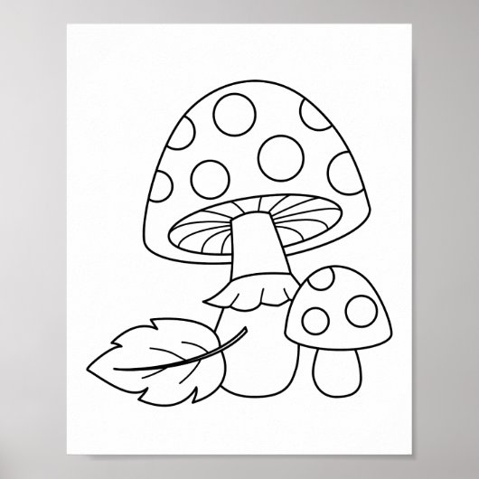 Toadstool Pilzkolorierseite Poster (Vorne)