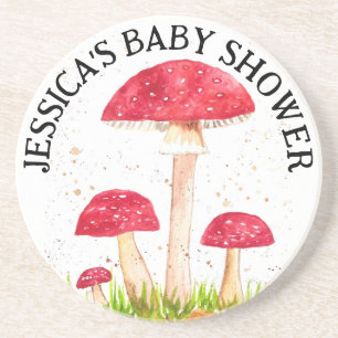 Toadstool Pilzwald Aquarell Rote Natur Getränkeuntersetzer