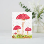 Toadstool Pilzwald Aquarell Rote Natur Postkarte (Stehend Vorderseite)