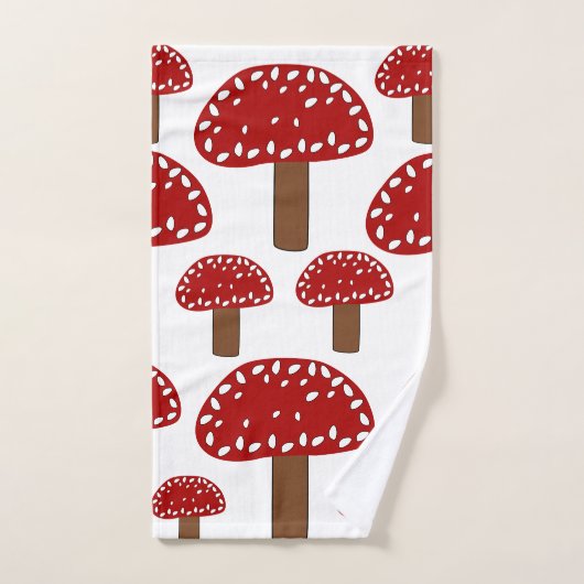 Toadstool Red Forest Mushroom Pattern Badhandtuch Set (Handtuch)