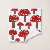 Toadstool Red Forest Mushroom Pattern Badhandtuch Set (Waschlappen)