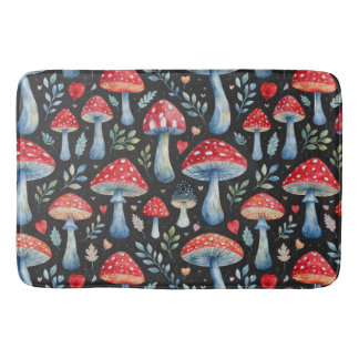 toadstool story in watercolor pattern throw pillow badematte