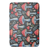 toadstool story in watercolor pattern throw pillow badematte (Vorderseite Vertikal)