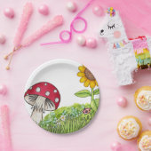 Toadstool und Sonnenblume Pappteller (Party)