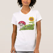 Toadstool und Sonnenblumen T - Shirt von Frauen (Vorderseite)