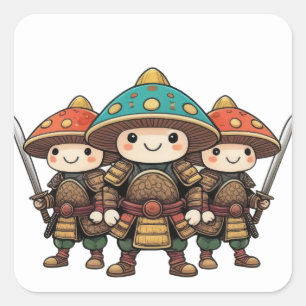 Toadstool Warrior Trio Quadratischer Aufkleber