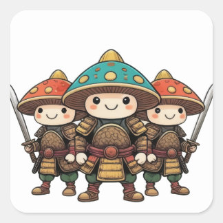 Toadstool Warrior Trio Quadratischer Aufkleber