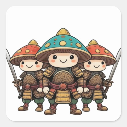 Toadstool Warrior Trio Quadratischer Aufkleber (Vorderseite)