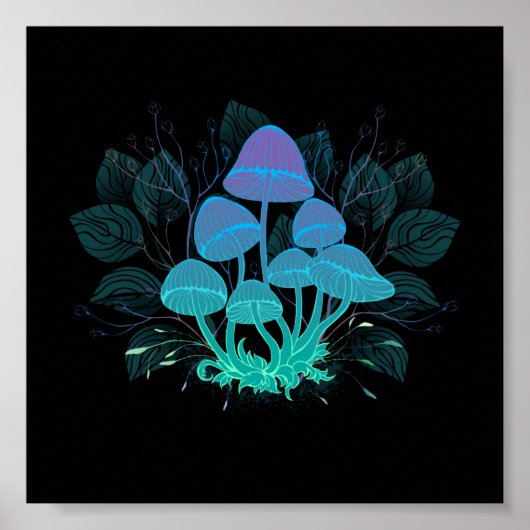 Toadstools in Bushes Poster (Vorne)