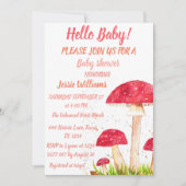 Toadstools Mushroom Babydusche Rote Natur Einladung (Vorderseite)