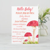 Toadstools Mushroom Babydusche Rote Natur Einladung (Stehend Vorderseite)