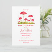 Toadstools Mushroom Babydusche Rote Natur Einladung (Stehend Vorderseite)