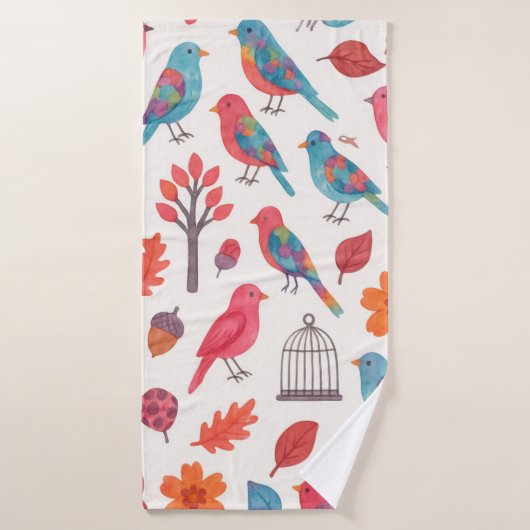 Toalha Pássaros e Flores DESING Badehandtuch (Badehandtuch)