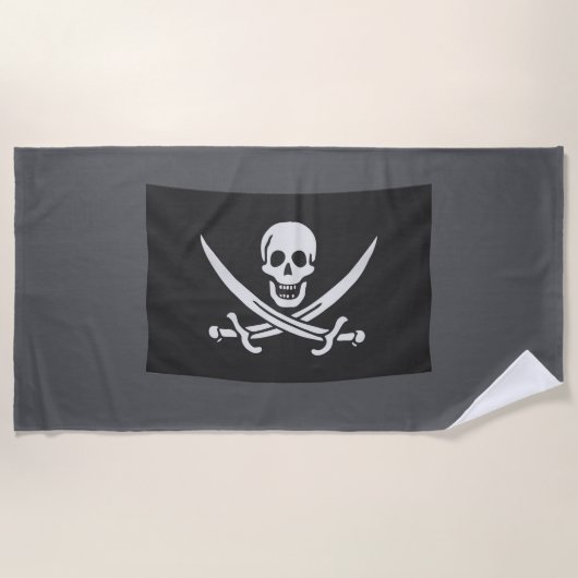 Toalla con la bandera pirata Jolly Rogers Strandtuch (Vorderseite)