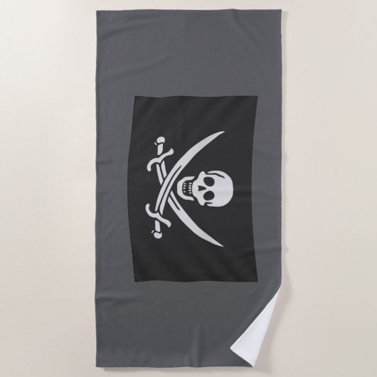 Toalla con la bandera pirata Jolly Rogers Strandtuch (Vorderseite)