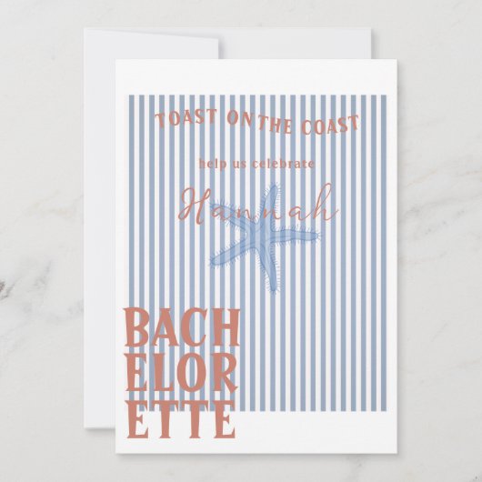 Toast an der Küste Bachelorette Einladung und Deta (Vorderseite)