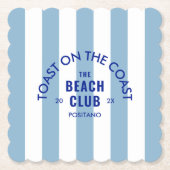 Toast an der Küste Der Beach Club Blue Stripe Untersetzer (Vorderseite)
