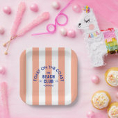 Toast an der Küste Der Beach Club rosa Streifen Pappteller (Party)