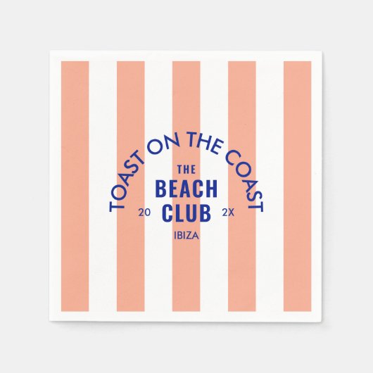 Toast an der Küste Der Beach Club rosa Streifen Serviette (Vorderseite)