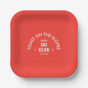 Toast auf den Pisten Après Ski Club Retro Rot Pappteller