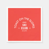Toast auf den Pisten Après Ski Club Retro Rot Serviette (Vorderseite)