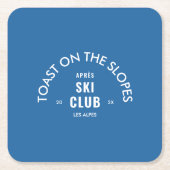 Toast auf den Pisten Après Ski Club Sky Blue Rechteckiger Pappuntersetzer (Vorderseite)