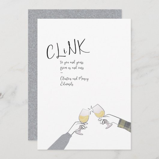 Toast Card Holiday - "Clink" Weinglas Cheers (Vorne/Hinten)