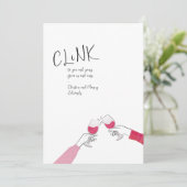 Toast Card Holiday - "Clink" Weinglas Cheers (Stehend Vorderseite)