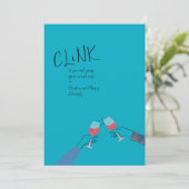 Toast Card Holiday - "Clink" Weinglas Cheers (Stehend Vorderseite)