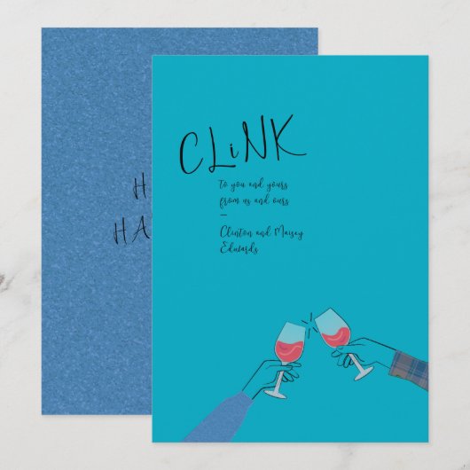 Toast Card Holiday - "Clink" Weinglas Cheers (Vorne/Hinten)
