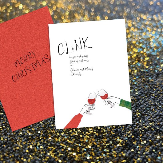 Toast Card Holiday - "Clink" Weinglas Cheers