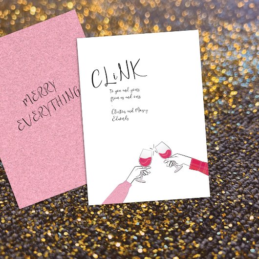 Toast Card Holiday - "Clink" Weinglas Cheers