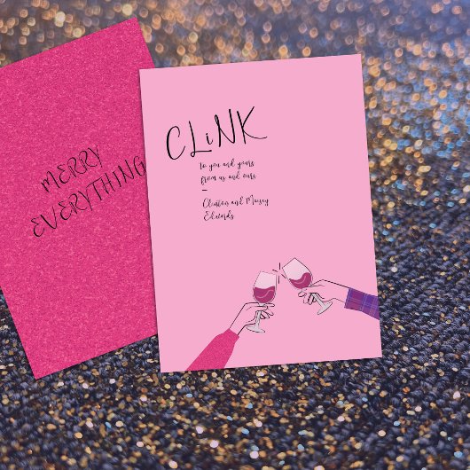Toast Card Holiday - "Clink" Weinglas Cheers