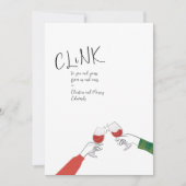 Toast Card Holiday - "Clink" Weinglas Cheers (Vorderseite)