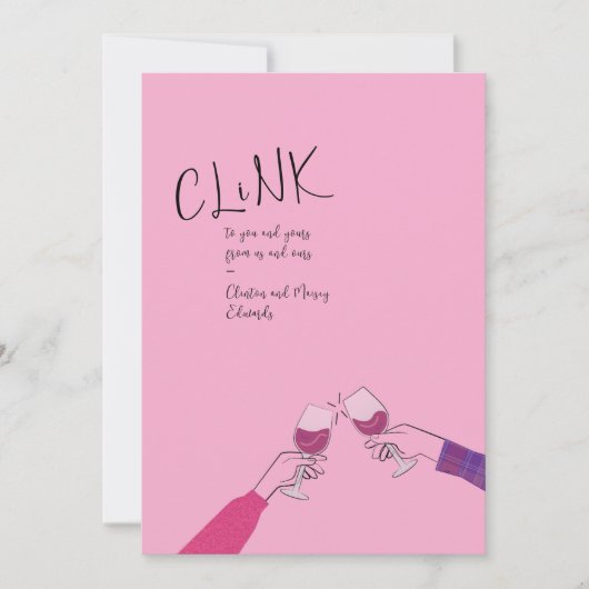 Toast Card Holiday - "Clink" Weinglas Cheers (Vorderseite)