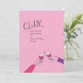 Toast Card Holiday - "Clink" Weinglas Cheers (Stehend Vorderseite)