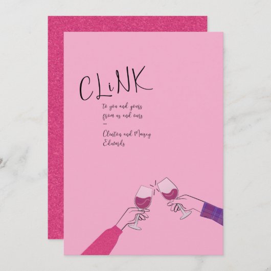Toast Card Holiday - "Clink" Weinglas Cheers (Vorne/Hinten)