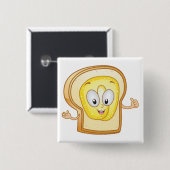 Toast-Cartoon-Charakter Glückliches Brot Button (Vorne & Hinten)