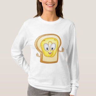 Toast-Cartoon-Charakter Glückliches Brot mit Butte T-Shirt