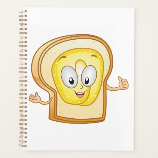 Toast-Cartoonfigur mit Butter glücklich Planer (Vorderseite)