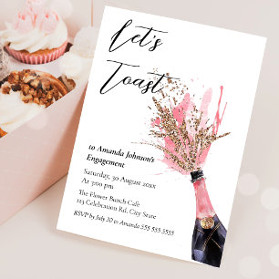 Toast Champagner Pink Brautparty Einladung