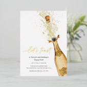 Toast Champagner-Verlobung Folieneinladung (Stehend vorne)