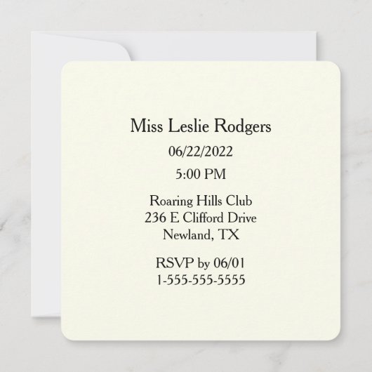 Toast der Bride Junggeselinnen-Abschied Elfenbein Einladung (Rückseite)