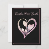 Toast formales Schwarz-Rose-Brautparty Einladung (Rückseite)