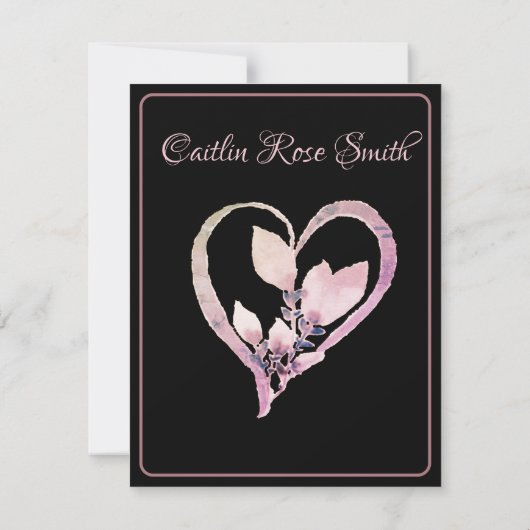 Toast formales Schwarz-Rose-Brautparty Einladung (Rückseite)