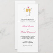 Toast Hochzeit mit Champagner - schlank Einladung (Vorne/Hinten)