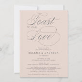 Toast Liebe Rosa Hochzeit Probe Abendessen Einladung (Vorderseite)